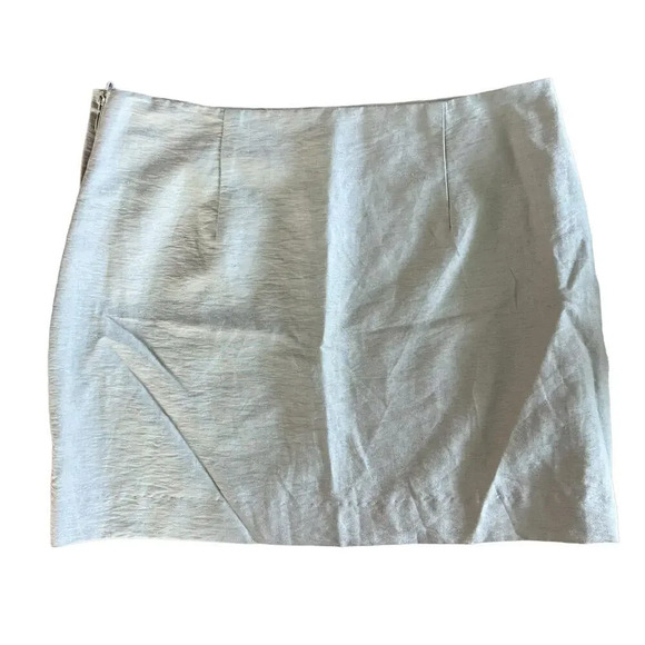 H&M Women's 6 Linen Blend Beige‎ Linen Blend Breathable Comfortable Mini Skirt - Picture 1 of 4